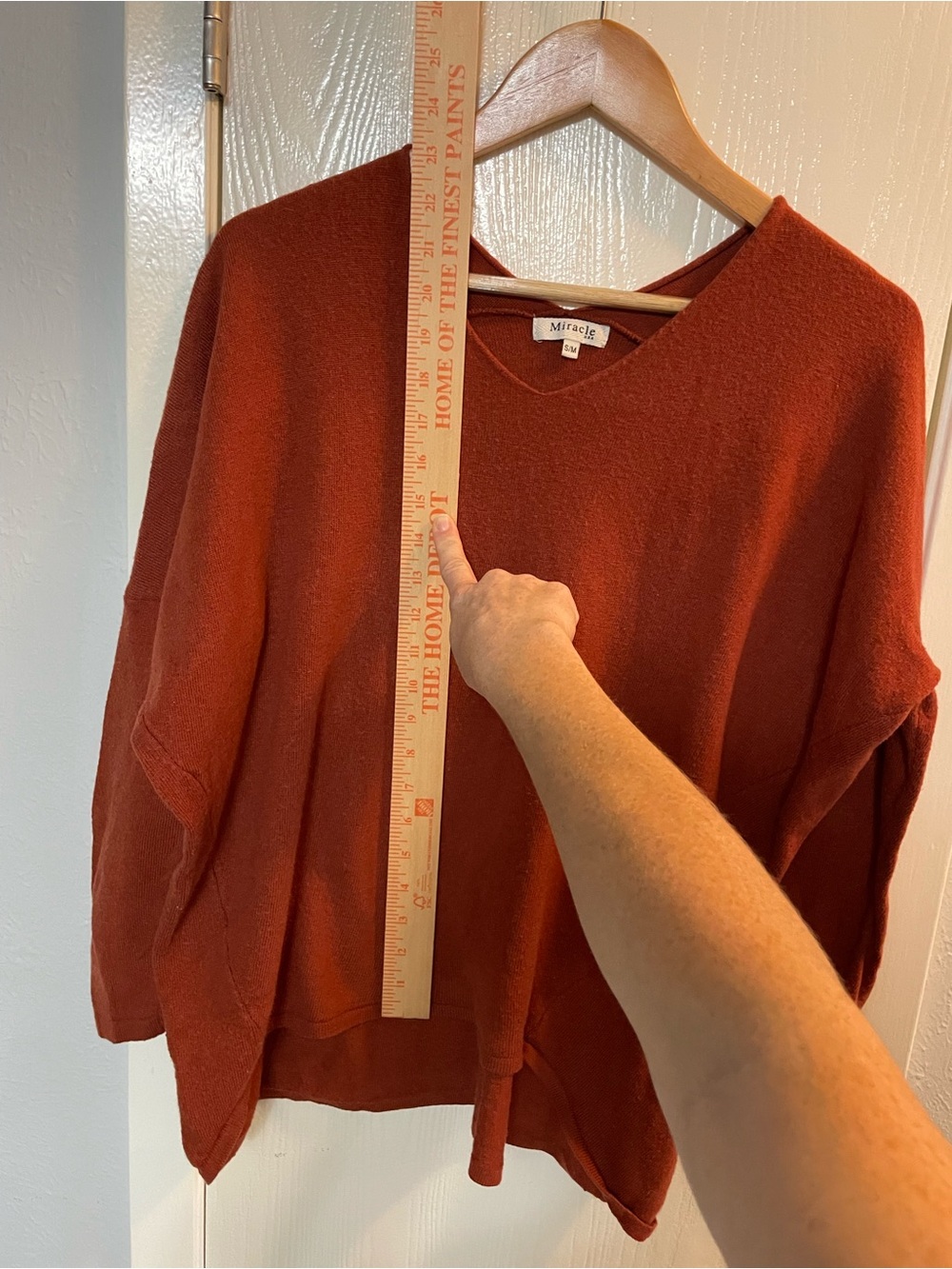 Miracle USA Rust Angora Blend Oversized V-Neck Sweater S/M - Picture 5 of 8